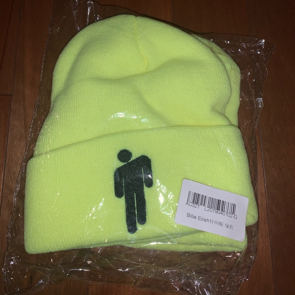 billie ellish beanies neon green